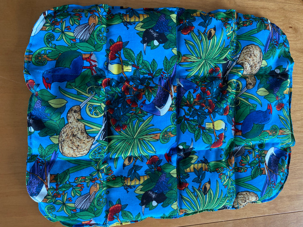 Heat Pack- back/stomach in colourful Kiwiana Printed cotton.  